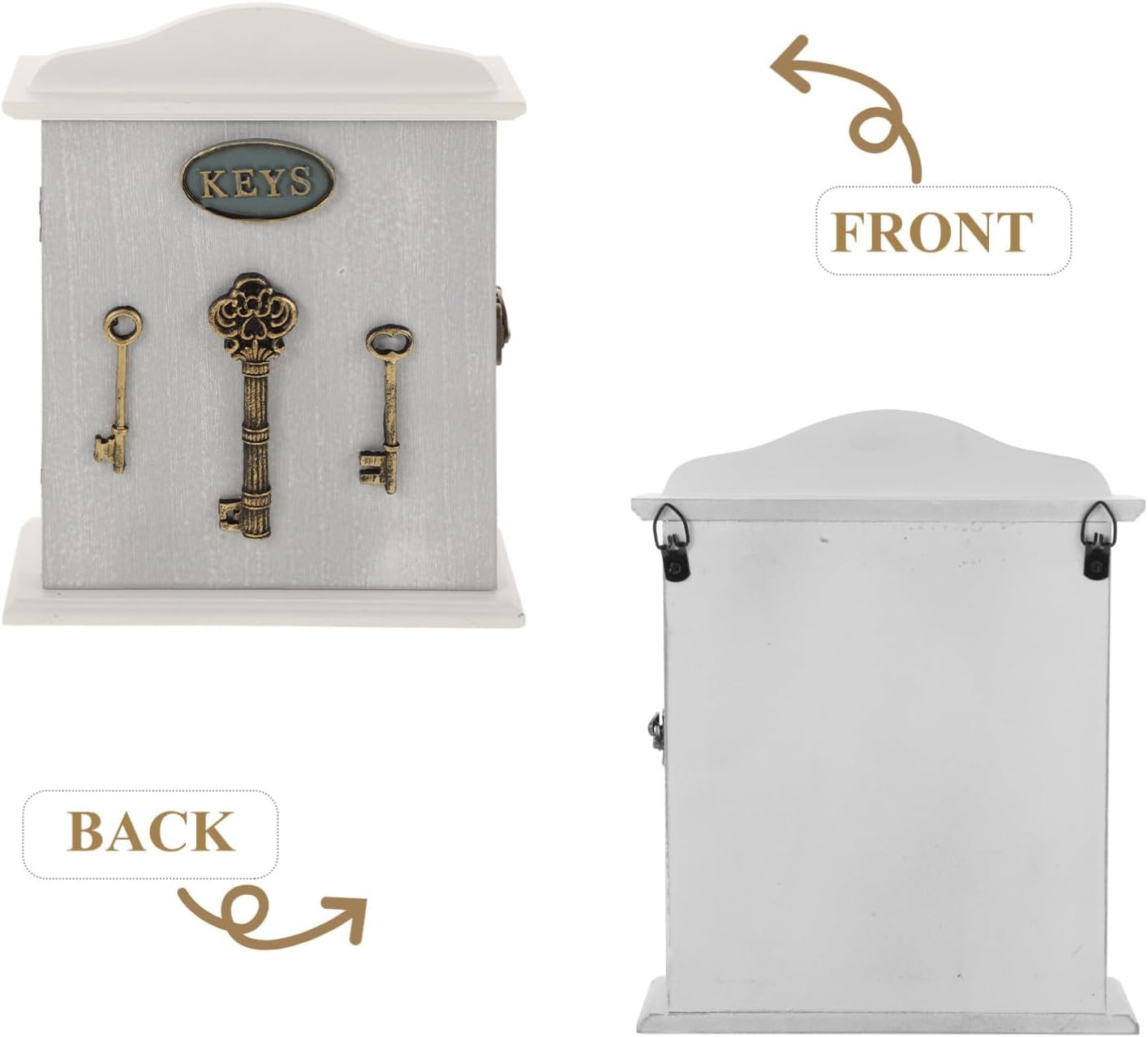 Luxshiny Wooden Key Holder Box Rustic Wall-Mounted Key Storage Organizer for Entryway and Office Creative House-Shaped Design Hooks for Living Room and Bedroom