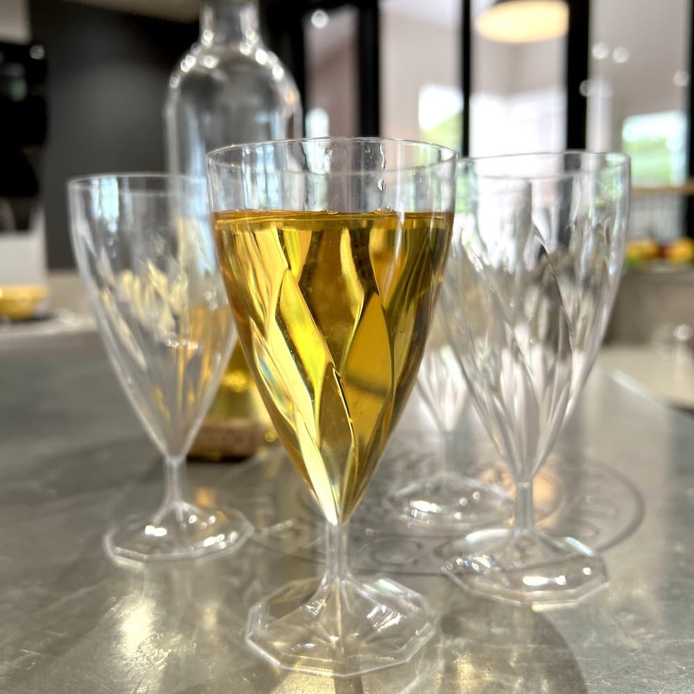 Table'Colors Pack de 54 Verres Torsadés - Design Élégant, Matière Recyclable et Réutilisable - Idéal pour Dégustation de Vins - Effet Spirale (Vin, 18 cl)