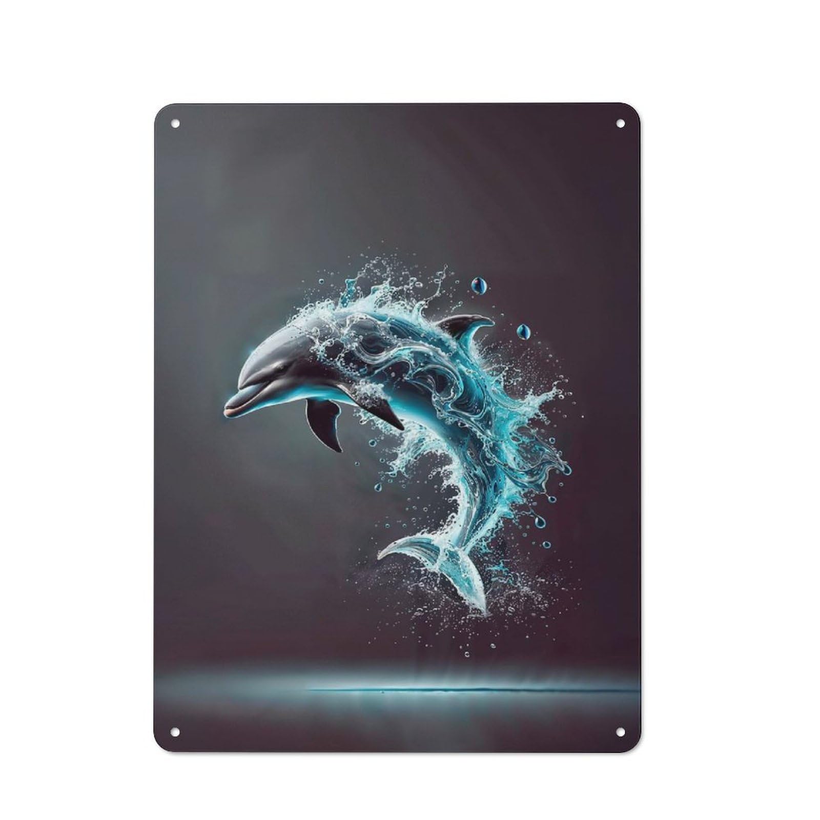 Junmoney Style-1 Bistro Style Dolphin Water Splash Tin Wall Sign 40X30cm, Shop Wall Decor For Takeaway, Bar, Kitchen Or Counter Area