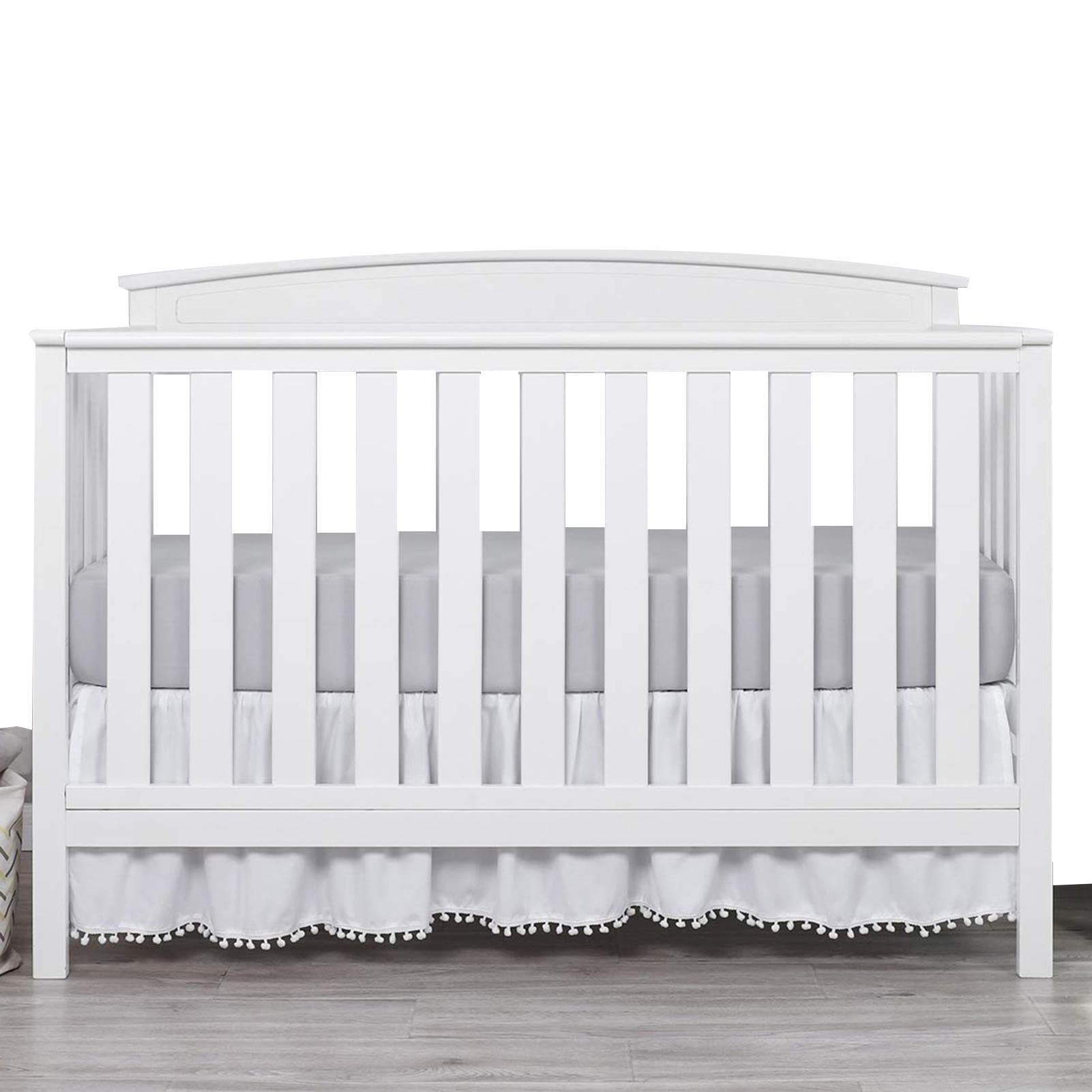 Cuna con Volantes | Cuna con Pompones | Cuna con Volantes y Pompones, Faldas Cama Microfibra para Cuna bebé para niños y niñas 28 x 52 Pulgadas