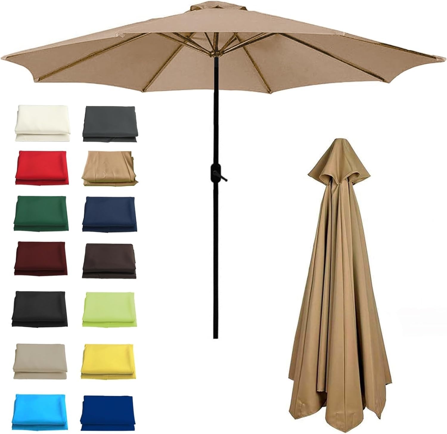 WWYL Copertura Sostitutiva Per Ombrellone Da Giardino – 3 M, 8 Stecche, Bianca, Impermeabile E UV Resistant