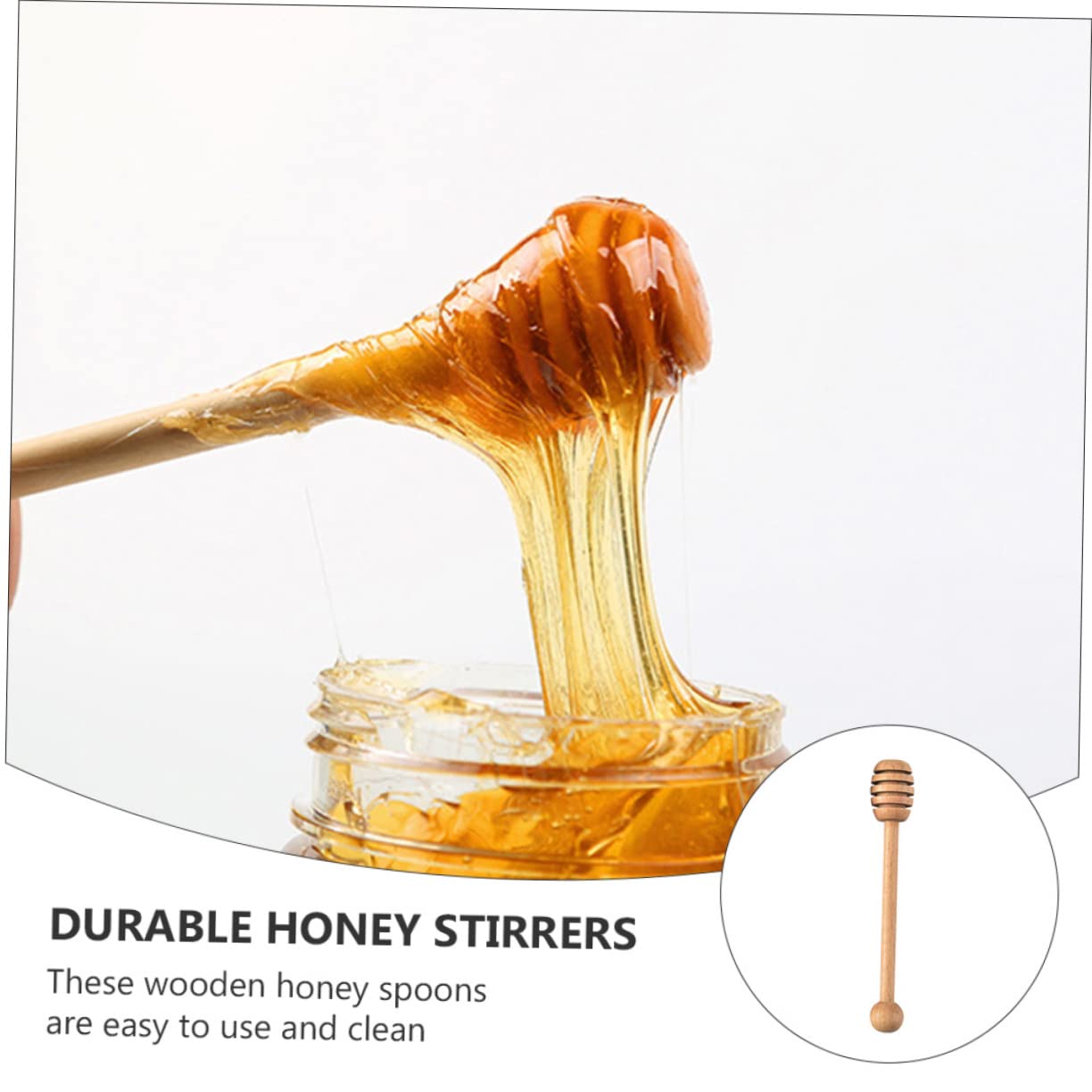 GRIRIW 4 Pcs Honey Stick Stirring Honey Jar Dipper Stick Syrups for Drinks Honey Wand Jam Jar Mixing Spoon Stylish Juice Stirrers Honey Dippers Server Honey Comb Stick Beech re-usable