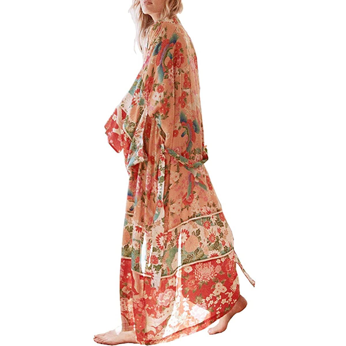 Tyidalin Kimono Cárdigans Mujer Playa Vestido Boho Estampado Largo Verano Gasa Talla Grande Bohemio Túnica Pareos