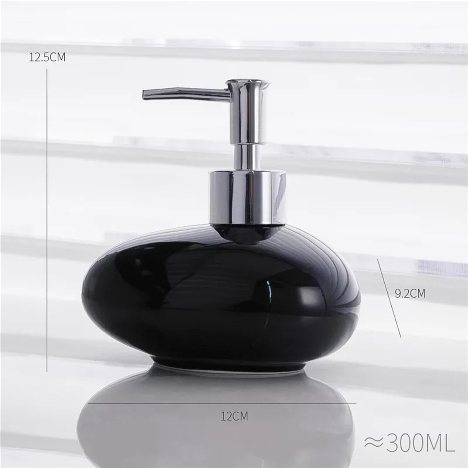 300 ml schwarze Keramik-Lotion-Flasche – Stilvoller Shampoo- und Seifenspender für die Aufbewahrung im Badezimmer – elegantes Haushaltszubehör für Heimdekoration und Nization
