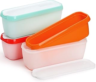 Peohud 3 Pack Ice Cream Containers, 1.5 Quarts Ice Cream Tubs with Lids, Freezer Storage Container for Sorbet, Frozen Yogurt and Gelato, Non-Slip Base, Dishwasher Safe