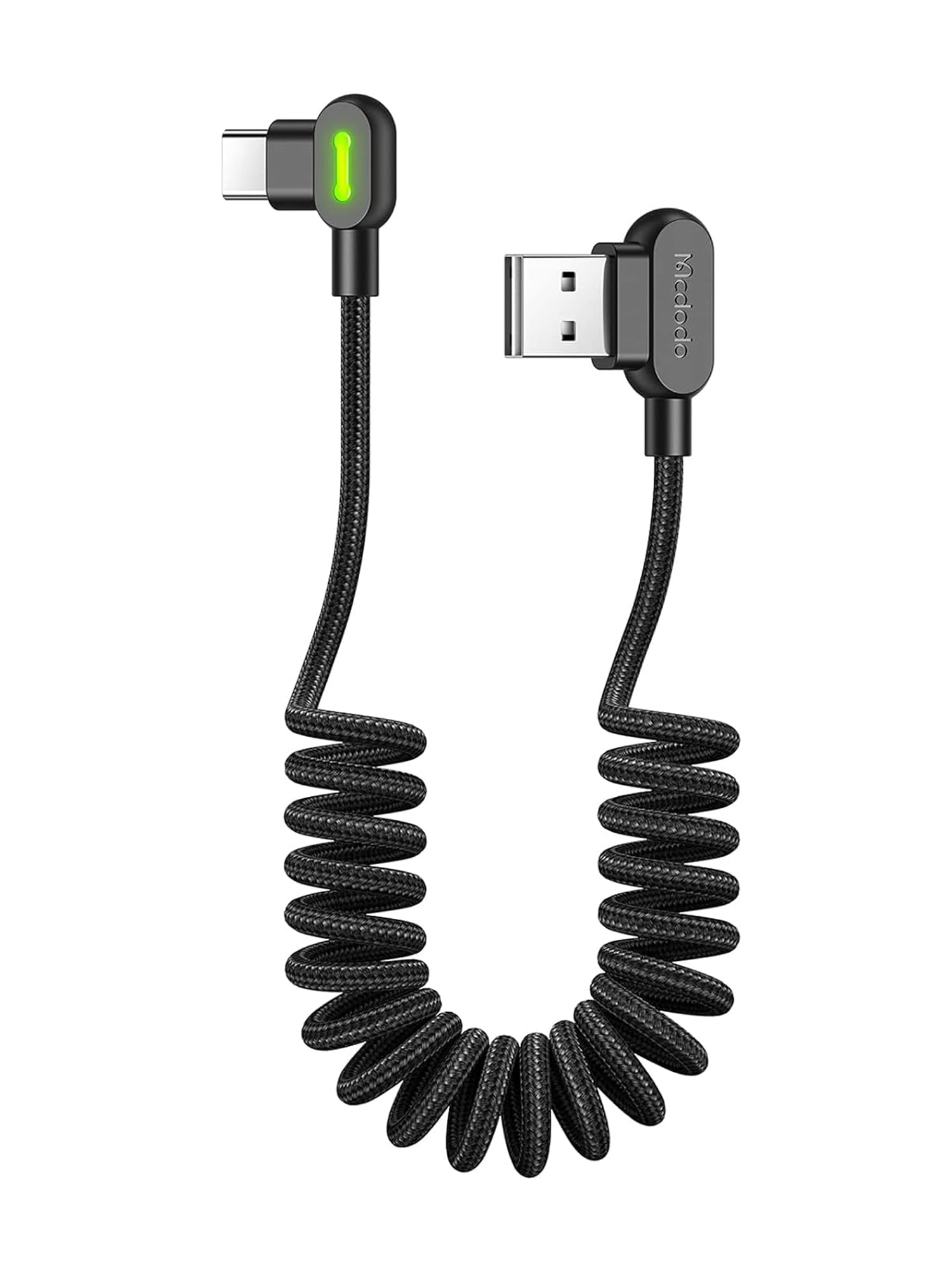 mcdodo USB C Cable 0.3m-1.8m, 90 Degrees, LED, Compatible with Galaxy S21/S20/Huawei/Xiaomi, Black