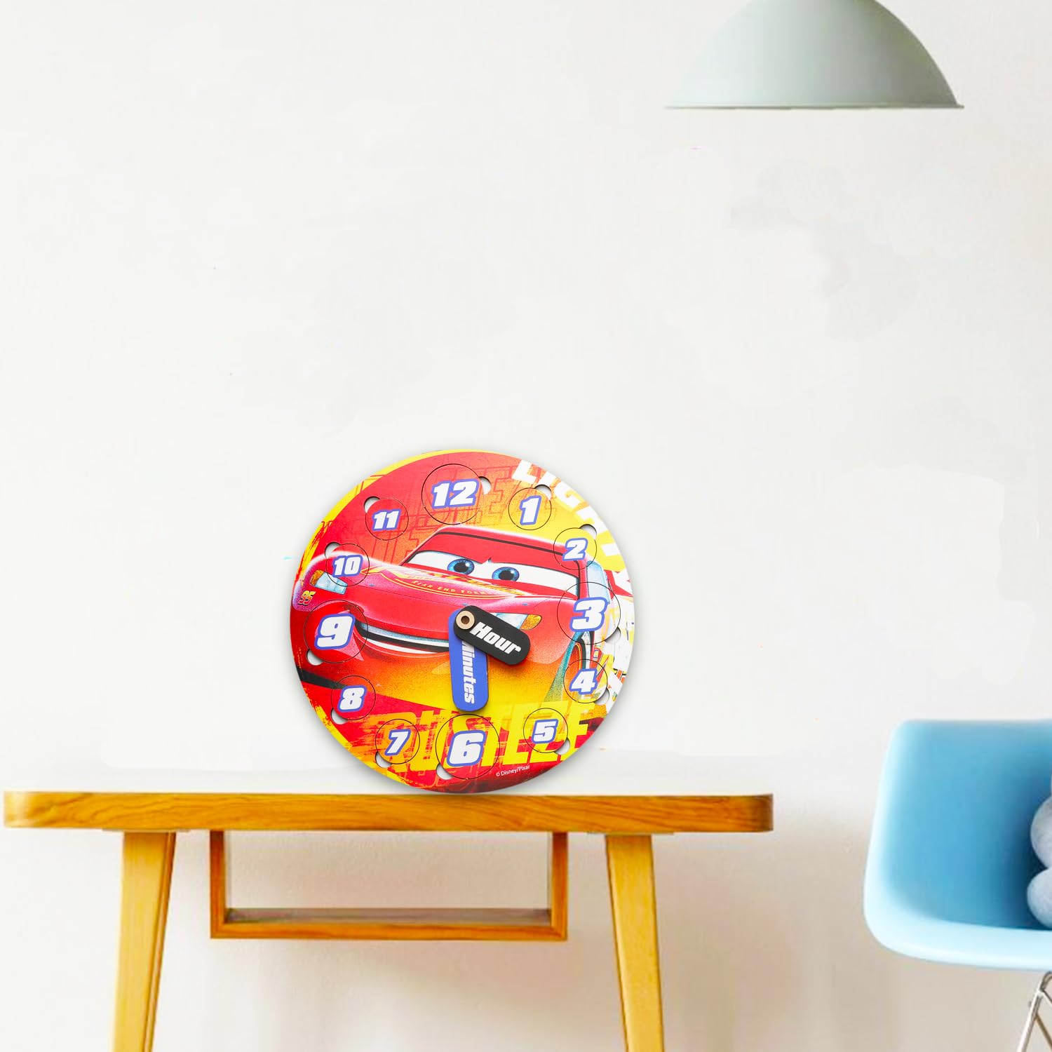 Disney Cars Clock Puzzle Sorting Game for Toddlers, Kids - Learning Toy Bundle with Lightning McQueen Wooden Clock, Stickers, More | Disney Cars Time Telling Teaching Wood Toys