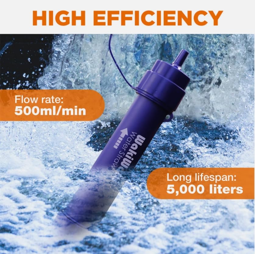 Gravity Water Filter Straw 6L,Survival Camping Water Filtration Purifier System