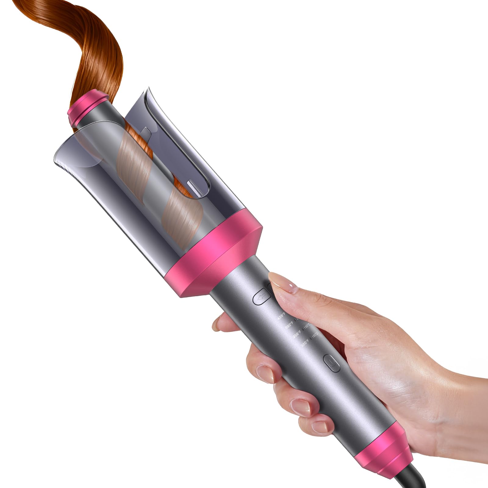 Dr·Flash Automatic Rotating Curling Iron, 2-Way 1 Inch Automatic Hair Curler, Ceramic Coating Ionic, 4 Temp Levels for All Hair Types, Fast 30s Heating, Anti-Scald, Anti-Tangle, Dual Voltage 100-240V