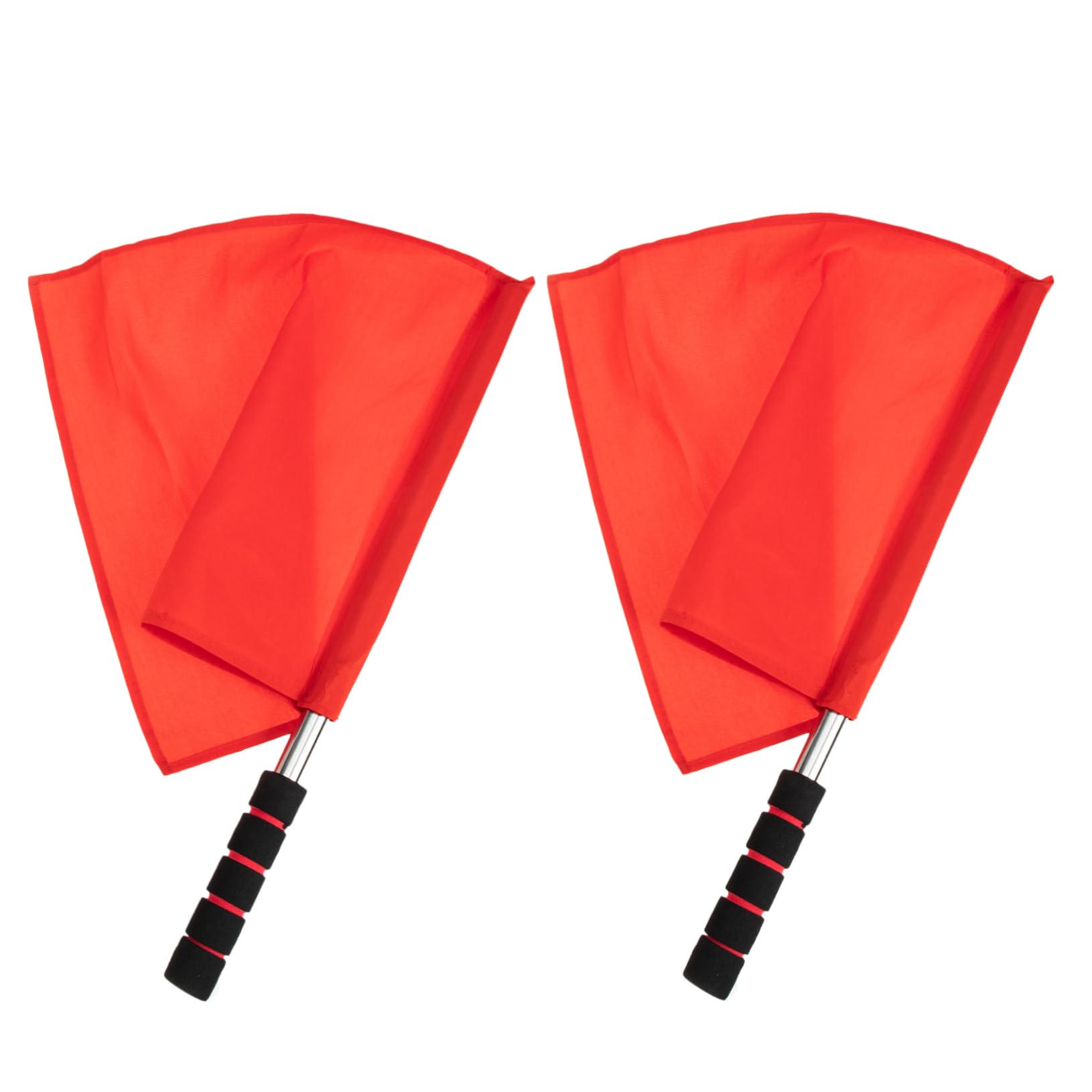 BCOATH 2pcs Stainless Steel Referee Flag and Whistle Set Conducting Flag for Football Volleyball and Racing Games