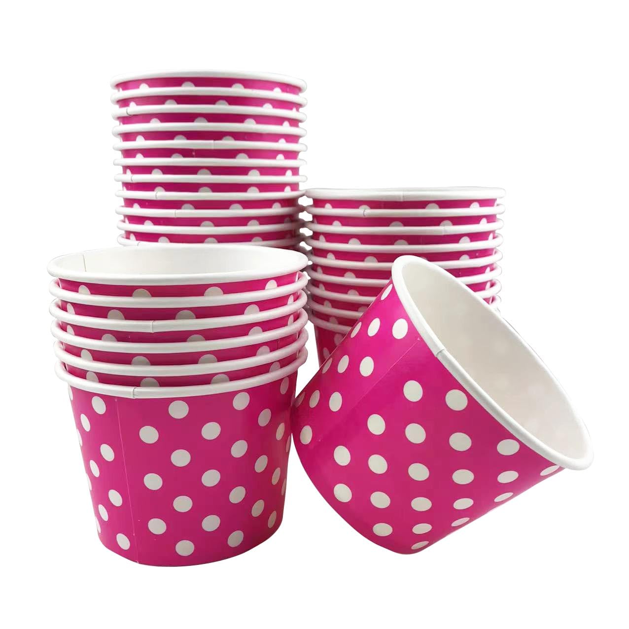 MMvolesy 12oz Pink Paper Ice Cream Cups - Disposable Colored Dessert Bowls for Cold & Hot Foods, Soups, Sundaes, Parties (50 Pack)