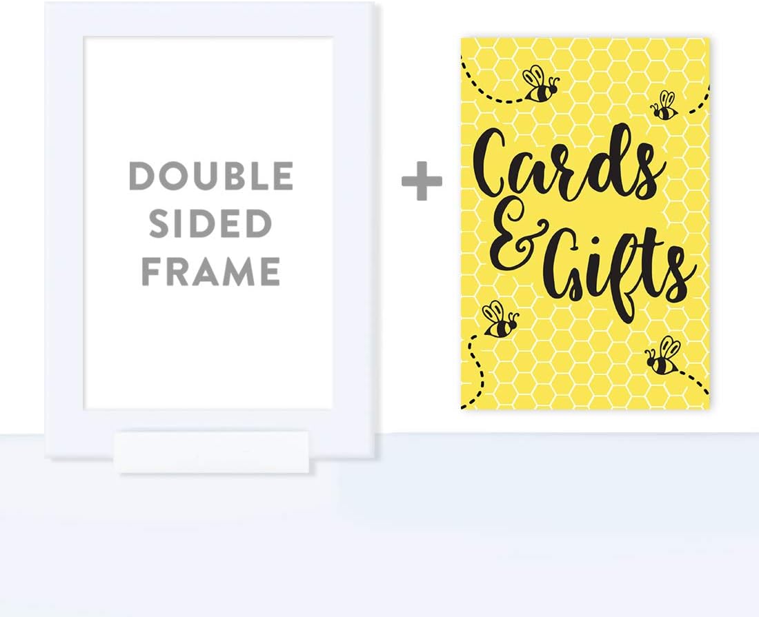 Andaz Press Busy Little Bee Black and Yellow Baby Shower Birthday Party Collection, 4x6-inch Framed Party Sign, Cards & Gifts, 1-Pack