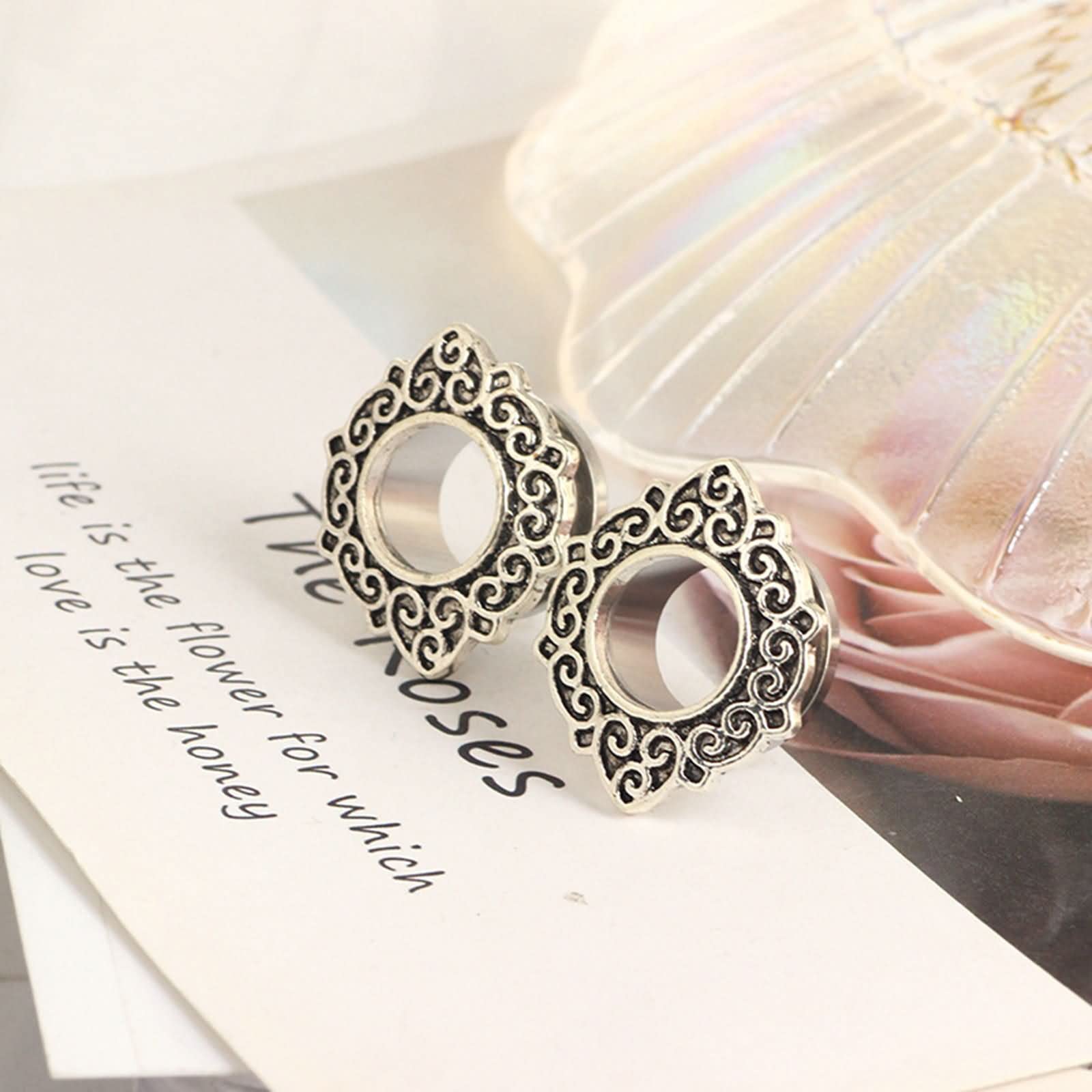 Daesar Plugs 6-16MM, Ohrringe Tunnel Edelstahl Filigran mit Schraubverschluss Ohr Expander Set Piercing Tunnel Plug