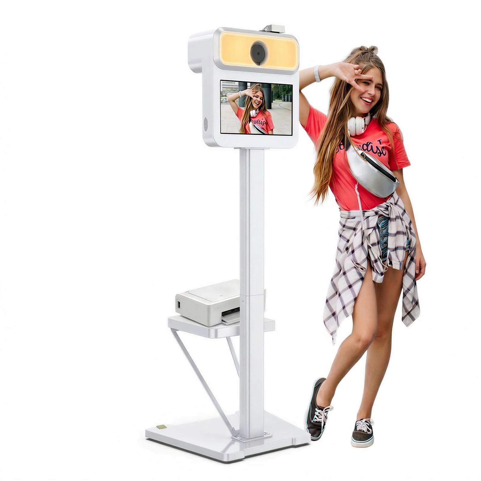 MWE Magic Mirror Photo Booth Touch Screen with Printer and DSLR Camera