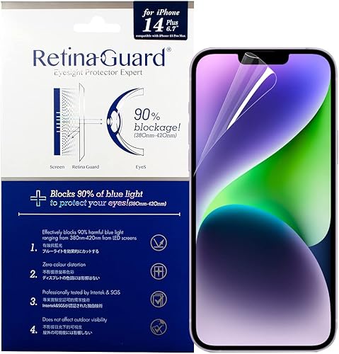 Protector de pantalla anti luz azul para iPhone 14 PlusiPhone 13 Pro Max de 6.7 pulgadas, probado por SGS e Intertek, bloquea la luz azul dañina