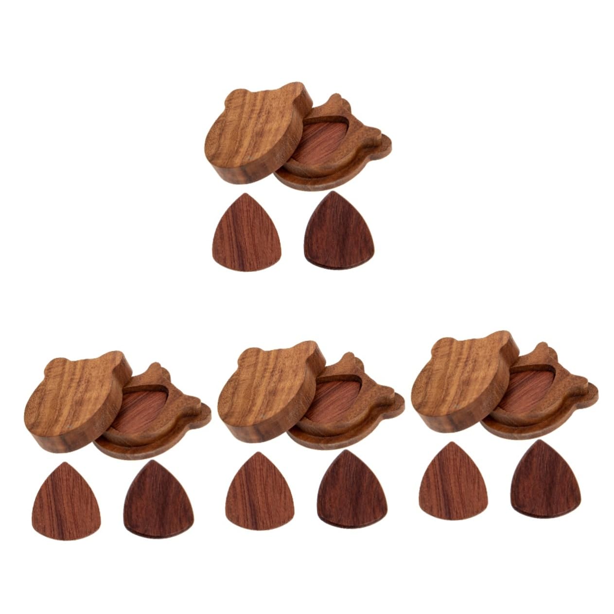VICASKY 4sätze Holz-Gitarren-Picks Set Mit Praktischer Aufbewahrungsbox Robuste Plektren Für Gitarristen Für Akustik Gitarre Langlebige Holzqualität Inklusive Picks Leicht Und Tragbar