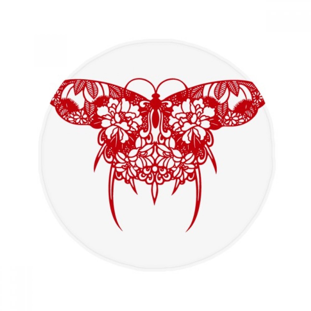 Tapis pet rond cerf-volant chinois papillon rouge multicolore 50x50cm, idée cadeau déco originale