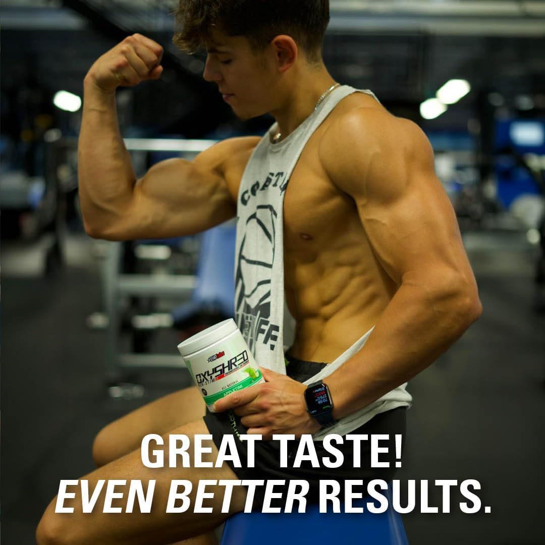 EHP Labs OxyShred Non Stimulant Pre Workout Powder - Stim Free, Caffeine Free Preworkout for Men & Women - Non Stim Preworkout - Sugar Free Energy Powder - Strawberry, 60 Servings