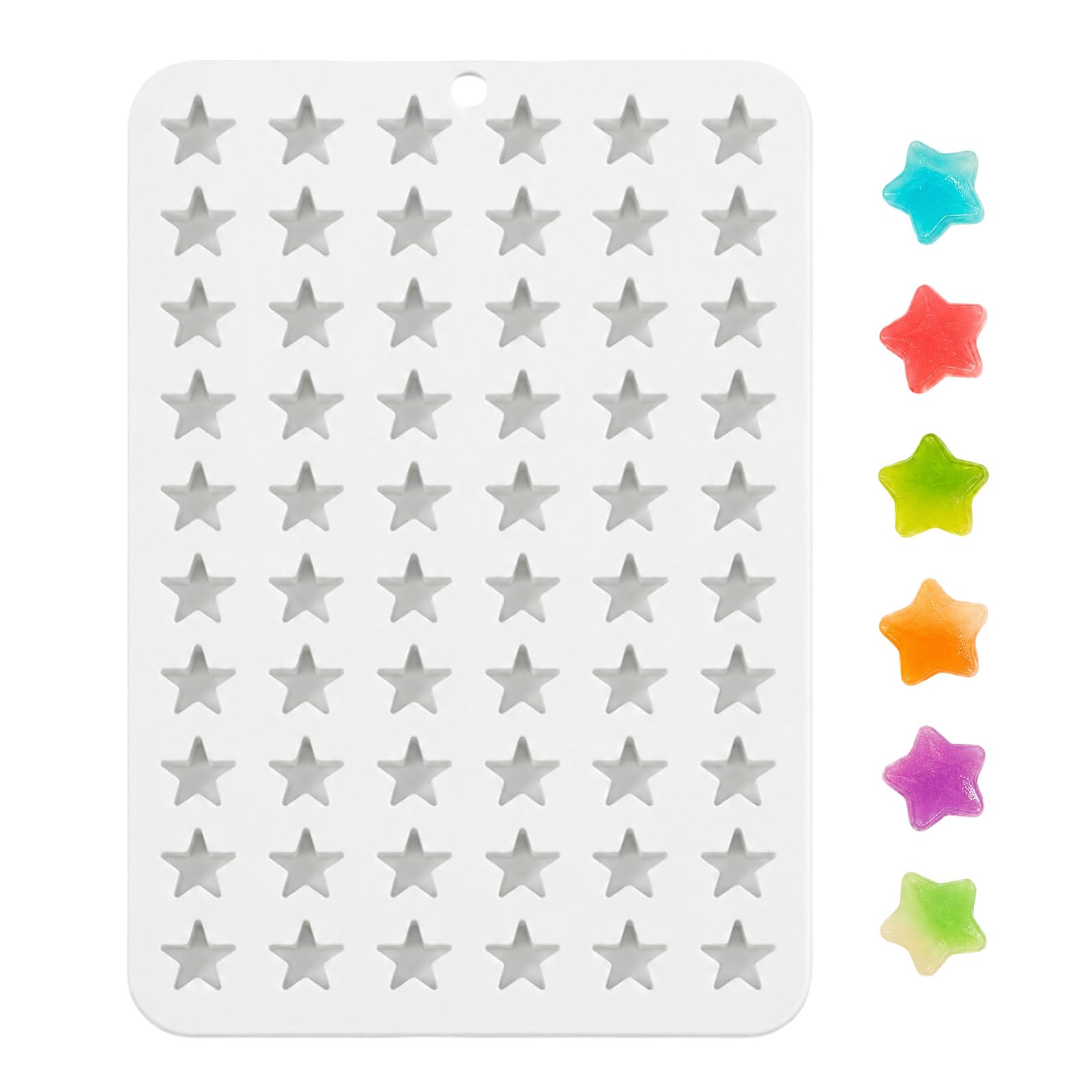 DCYQAIN 60-Cavity Mini Five-Pointed Star Silicone Baking Mould, 17x12mm Food Grade Mould for Chocolate, Cake Decorations, Fondant, Sweets, Jelly & Ice Cubes