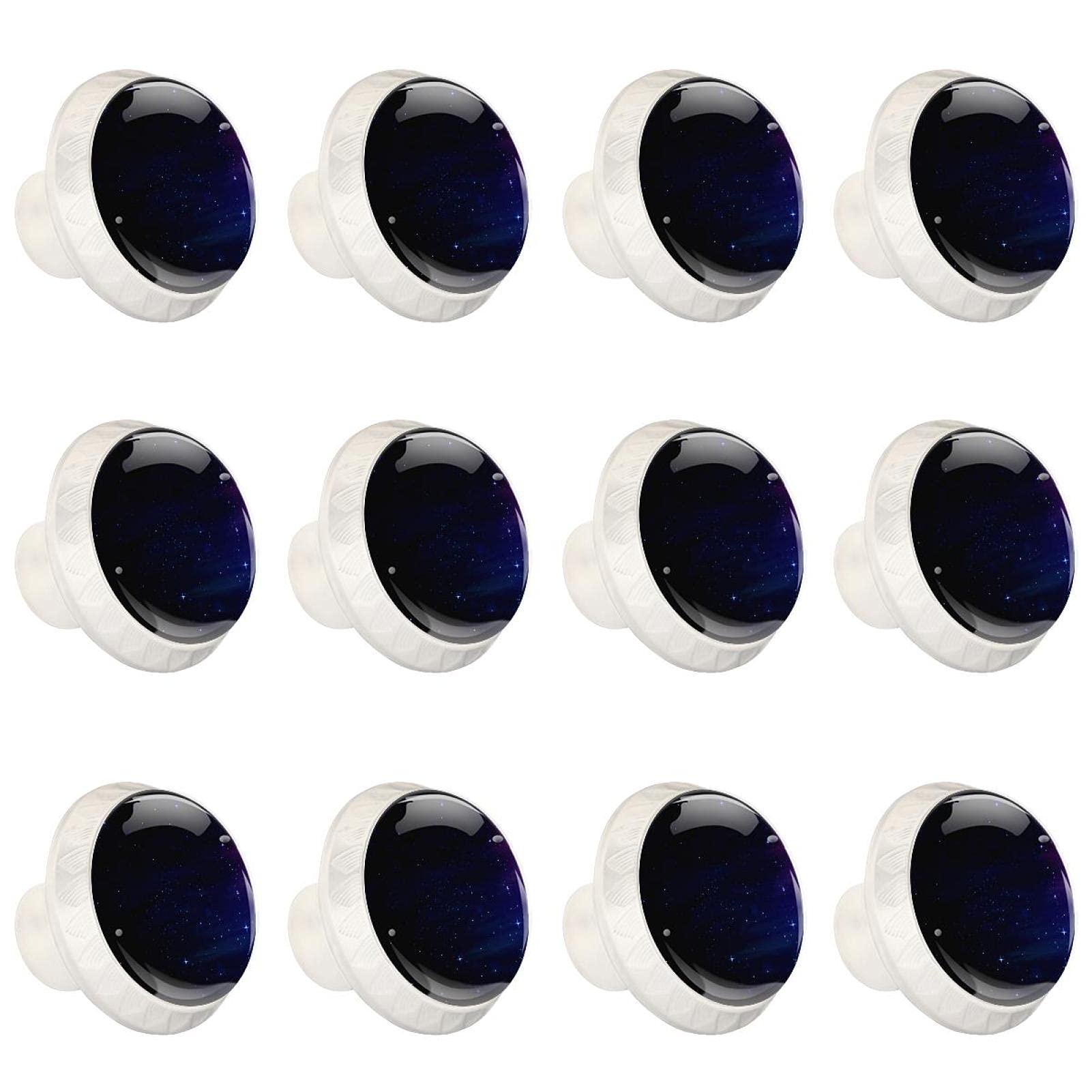 Boutons d'armoires de cuisine ronds sur le thème galaxie ciel étoilé pour tiroir et commode x12