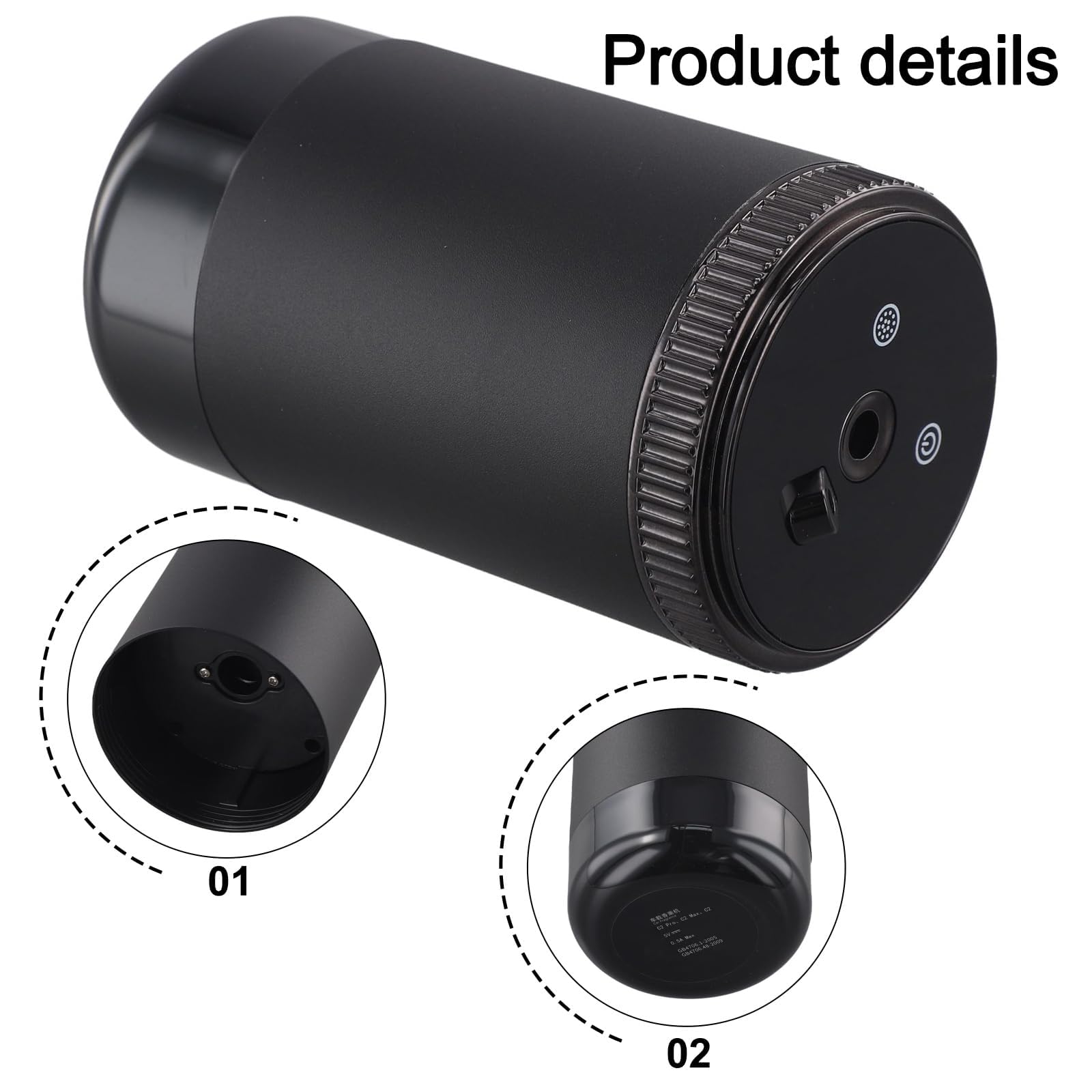 Diffusore di Deodorante per Auto Intelligente Ricaricabile Portatile a 5 Livelli Regolabile diffusore di aromi con Luce Pick-up Top Stellato per Veicoli