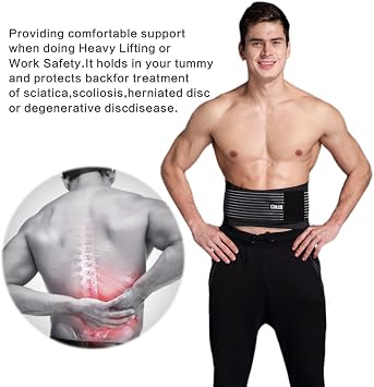 Cotill Lower Back Support Belt - Lumbar Support Brace for Pain Relief and Injury Prevention - Dual Adjustable Straps and Breathable Mesh Panels (2XL (Pack of 1))