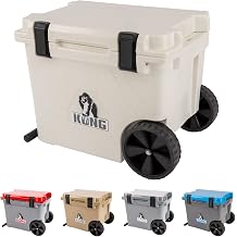 KONG Cooler, 50 Quart Cruiser Wheeled Cooler - Made in the USA - Holds Ice Up to 10 Days - Durable Rotational Molded Cooler Winter White