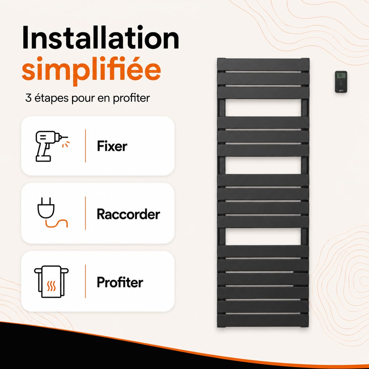 BESTHERM - Sèche-serviette électrique sans fluide 750W ANIS noir