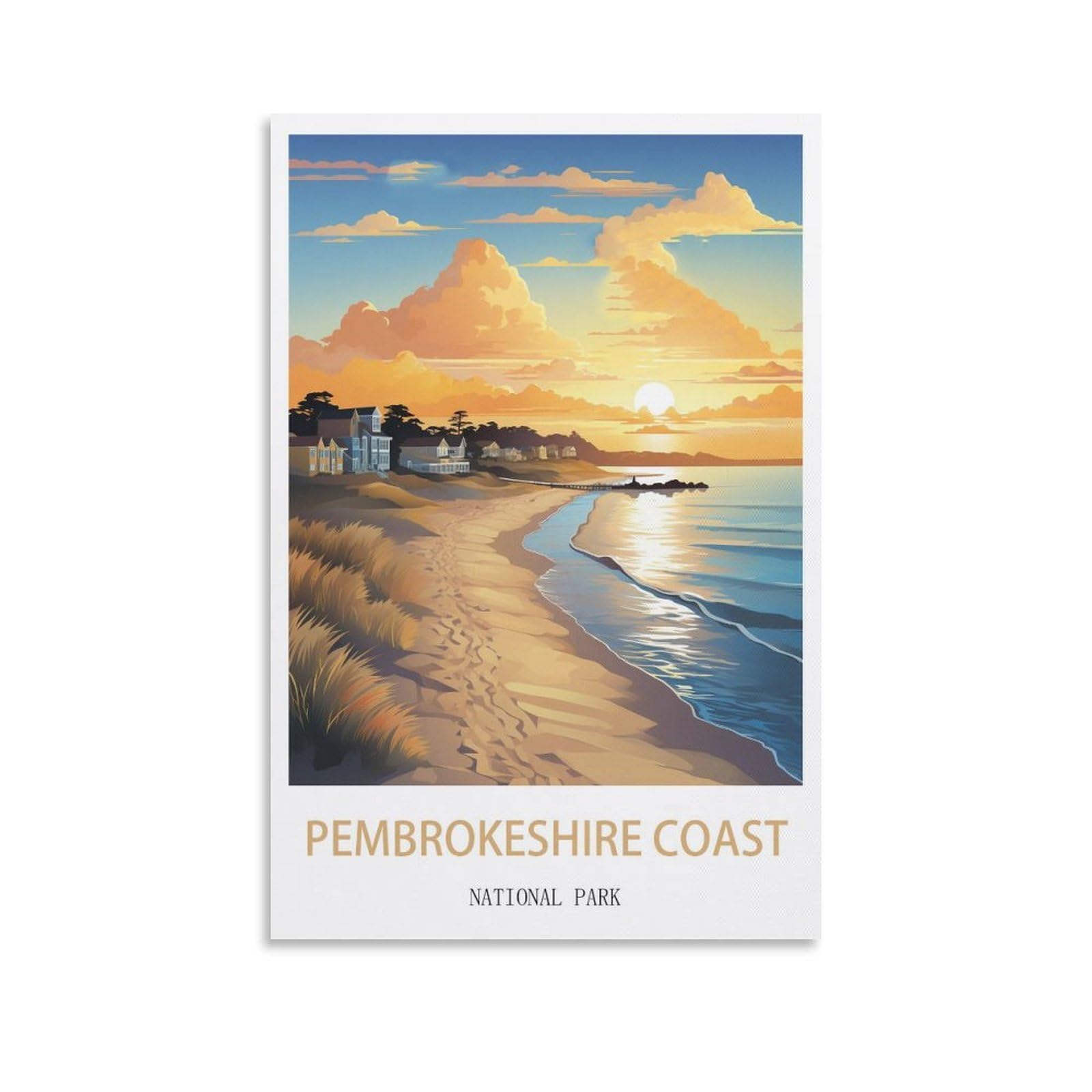EZMLFA 5D Diamond Painting Kits for Adults,Pembrokeshire Coast National Park,DIY Full Round Drill Diamond Dot Gem Art Kits for Adults,Crafts for Decor 40x40cm