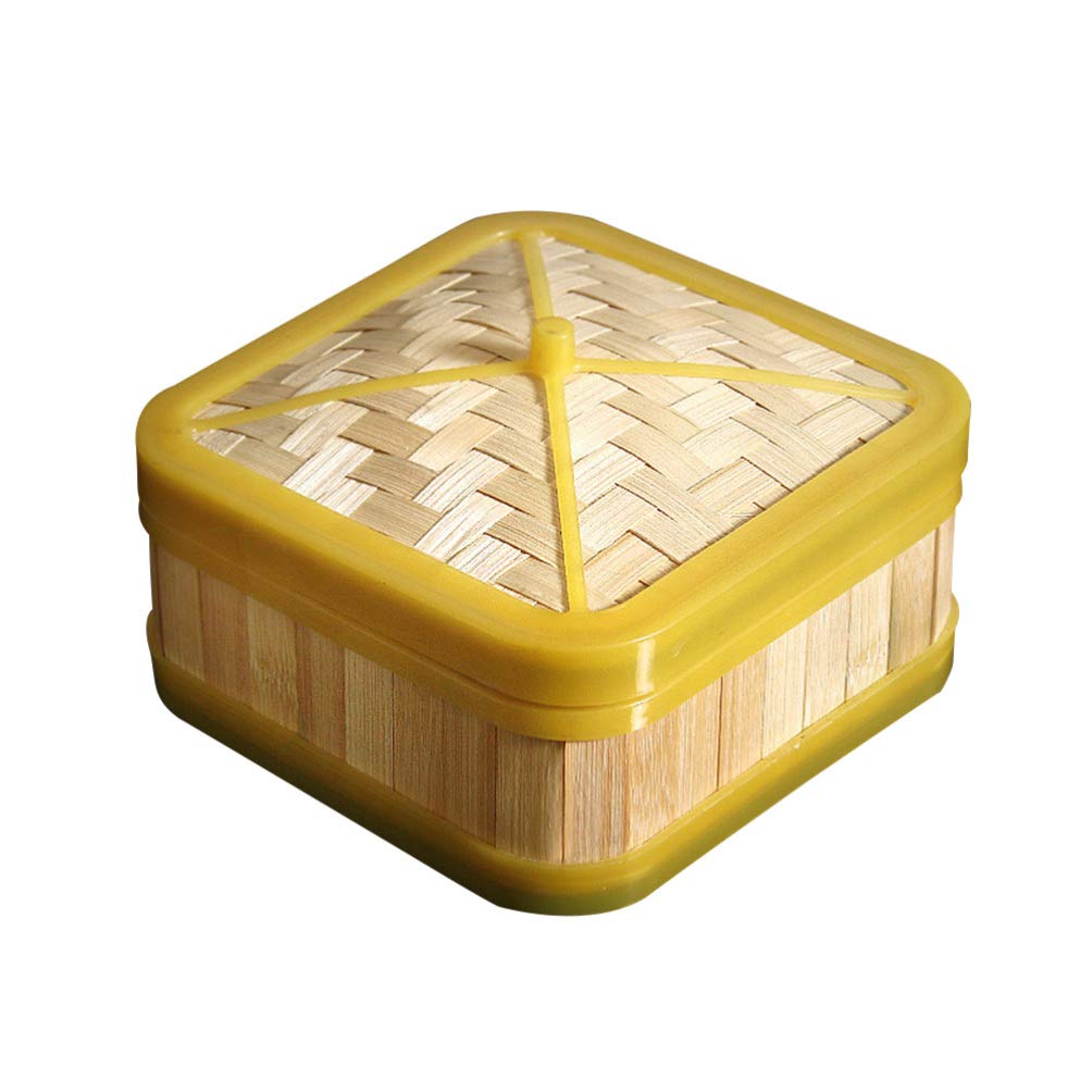 HemotonAsian Steamer Basket Bamboo Steamer with Plastic Banding Square Steamer Basket 7inch Kitchen Cooking for Vegetables Dim Sum Dumplings Buns Chicken Fish Meat 2pcs Bamboo Rice Steamer