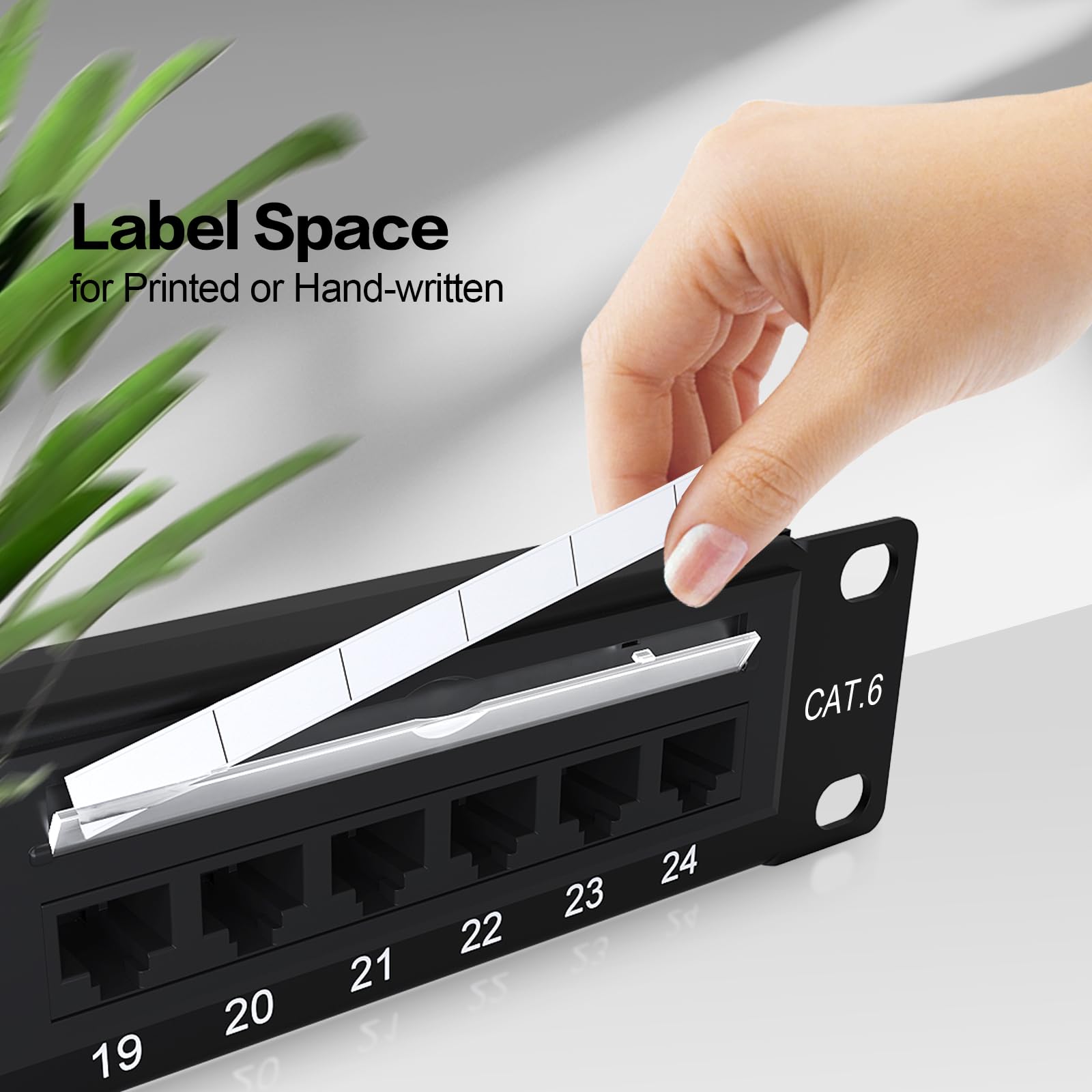 Patch Panel 24 porte montaggio a rack o montaggio a parete Cat6 1U Patch Panel di rete 19" RJ45 Patch Panel per rete 10 Gigabit, compatibile con strumenti a impatto 110 o Krone (Patch Panel Cat6 a 24