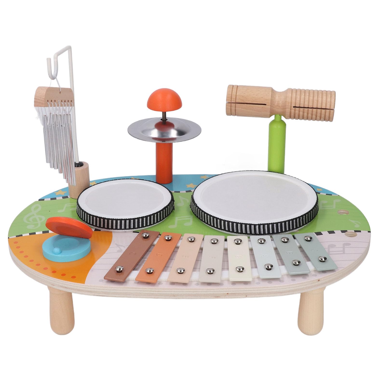 Juego de Batería para bebé con Campanas de Viento, Juguete Musical Educativo para Habilidades Cognitivas y Aprendizaje del Ritmo para Niños, 14,76 X 10,24 X 9,84 Pulgadas