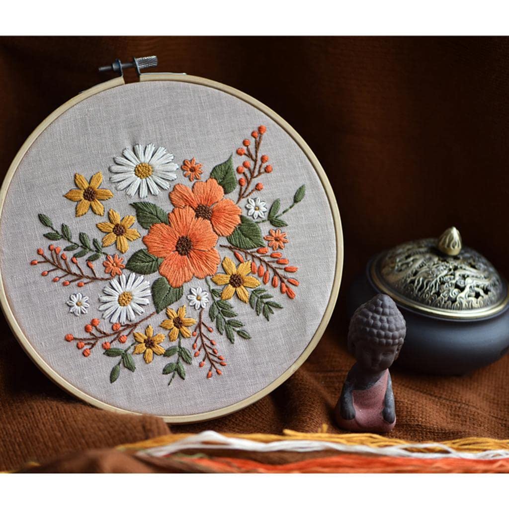 Enakshi 1 Set Flower Pattern Embroidery Starter Kit Cross Stitch