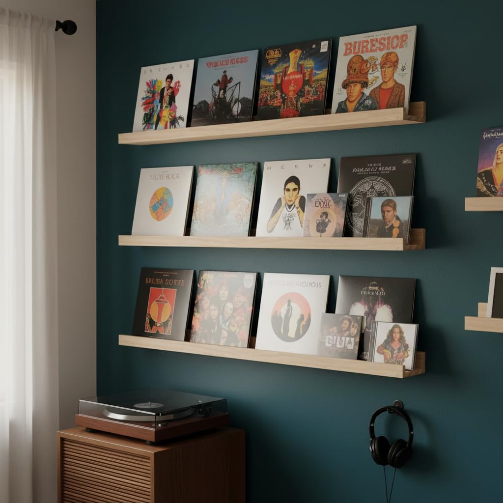 AZSKY 2 estantes flotantes de madera natural de 36 pulgadas, estantes de pared de estilo rústico rústico para libros infantiles, repisa de fotos de fotos, decoración de guardería