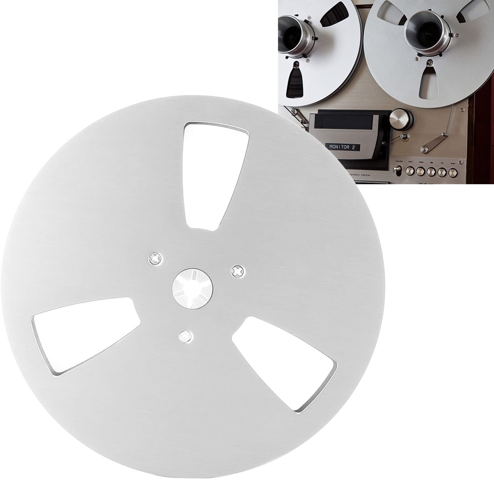 1/4 7 Inch Empty Tape Reel, Aluminum Alloy 3 Holes Nab Take Up Reel, Open Reel Sound Tape Empty Reel for TEAC (BONKZEBU1w675yq3v9-12) - Image 3