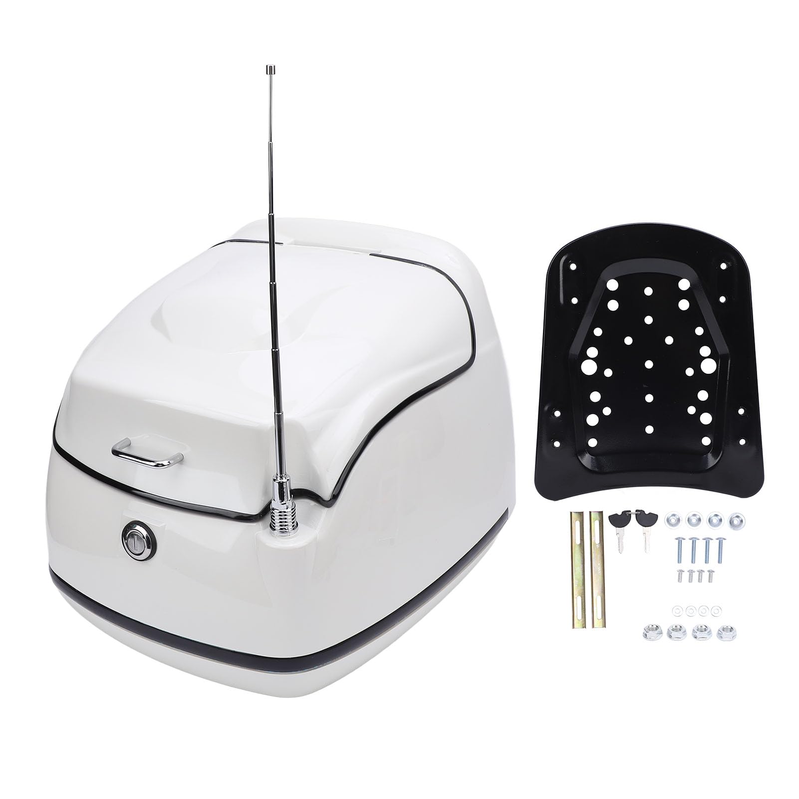 Housse de protection arrière pour moto, scooter, vélo électrique - Design rétro élégant - Résistante à l'eau - Capacité de 38 l - Coussin noir
