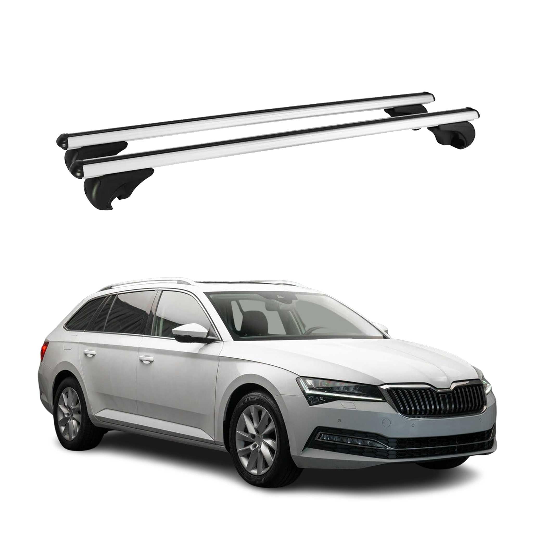 OMAC Dachträger für Skoda Superb Kombi 2019-2024 FL Alu 2 Stangen Silber