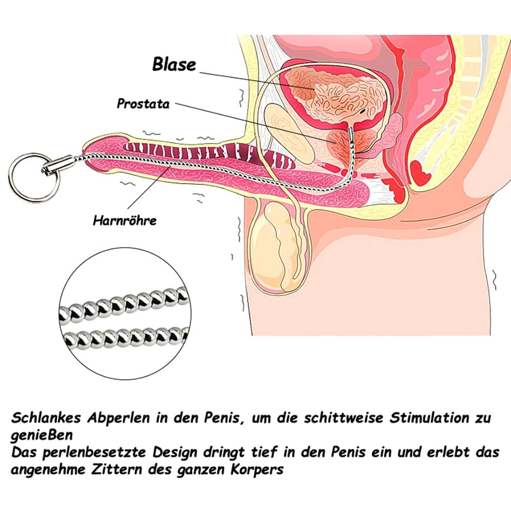 Kuaecr Edelstahl Urethral Katheter Dilatatoren Penis Plugs Masturbation Sounding Harnröhrenperle Penis Stick mit Ring Harnröhren Plug Mann Harnröhrensonden Sexspielzeug für Männer (S+M+L)