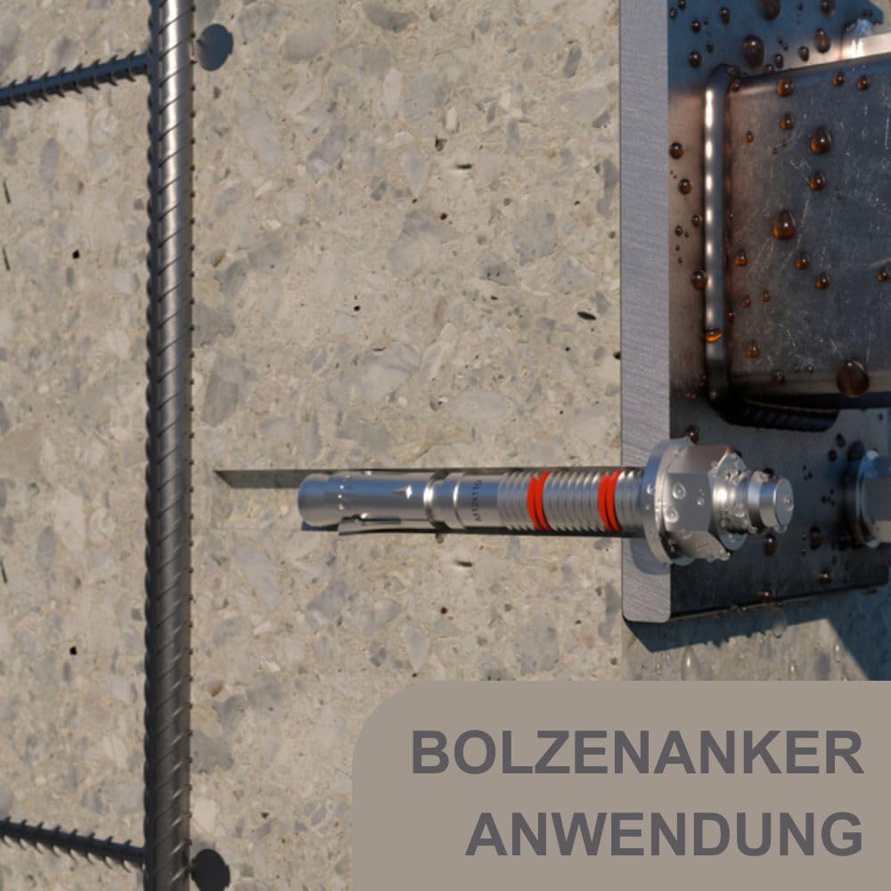 BATIFIX Schwerlastanker Edelstahl A2 V2A Bolzenanker mit ETA Zulassung Industriequalität Keilanker Stahlanker Dübel Blitzdübel Anker Schwerlastdübel (20, M10 x 120)