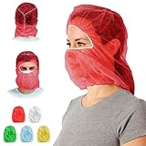 ABC Disposable Hood Caps One Size, Pack of 100 Red Disposable Bouffant Hoods with Elastic Bands, Breathable Polypropylene Hoods, Unisex Disposable Hoods, Full Face Hair Net for Home, Industrial Use