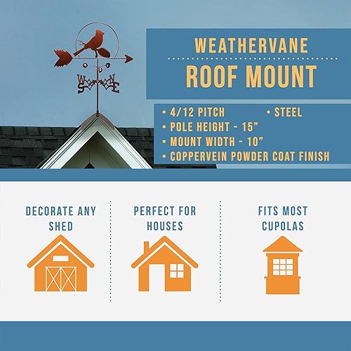 Miniatura 2 de SWEN Products Veleta Cardinal RED Bird (soporte de techo incluido)