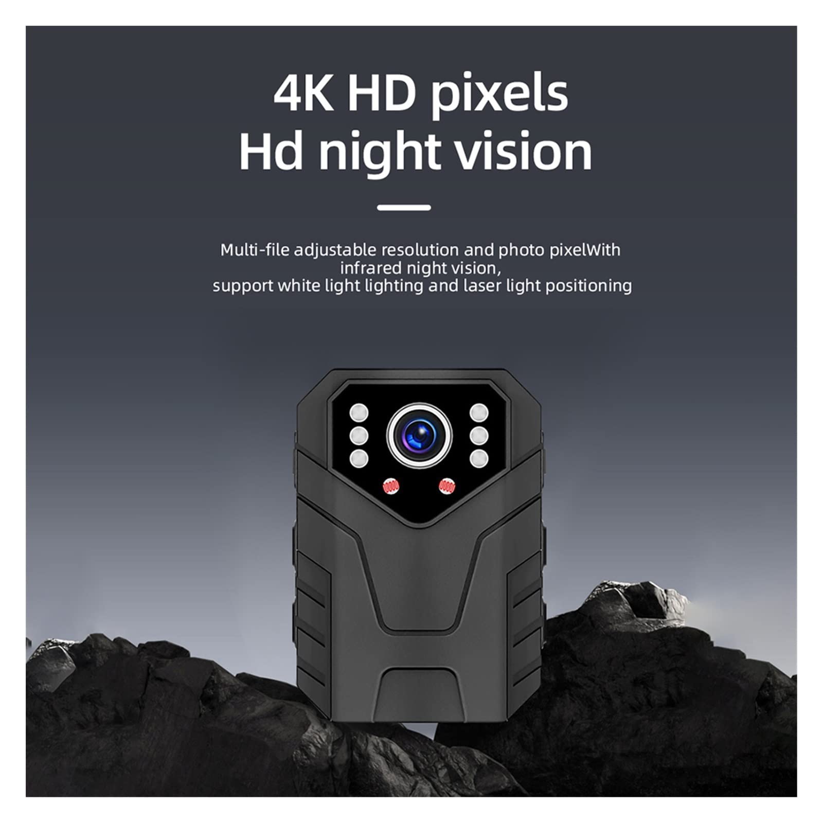 Cámara Corporal, Mini cámara de cuerpo 4K Full HD 1080P 2 pulgadas IPS pantalla táctil visión nocturna grabadora de vídeo guardia de seguridad policía cuerpo Mini cámara(16G TF Card)