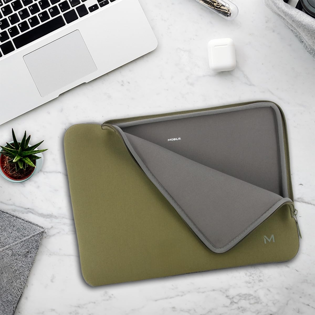 Mobilis Custodia In Neoprene Per Laptop 12,5-14'' - Protettiva Per PC/Notebook/Ultrabook, Compatibile MacBook Air/Pro 13,3'', Colore Nero/Grigio