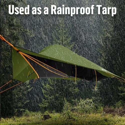 Image of Night Cat Triangle Hammocks 2-Persons: Lay Flat 3 Point Hammock Tent with Bug Net Rainfly 13ft 440 LBS