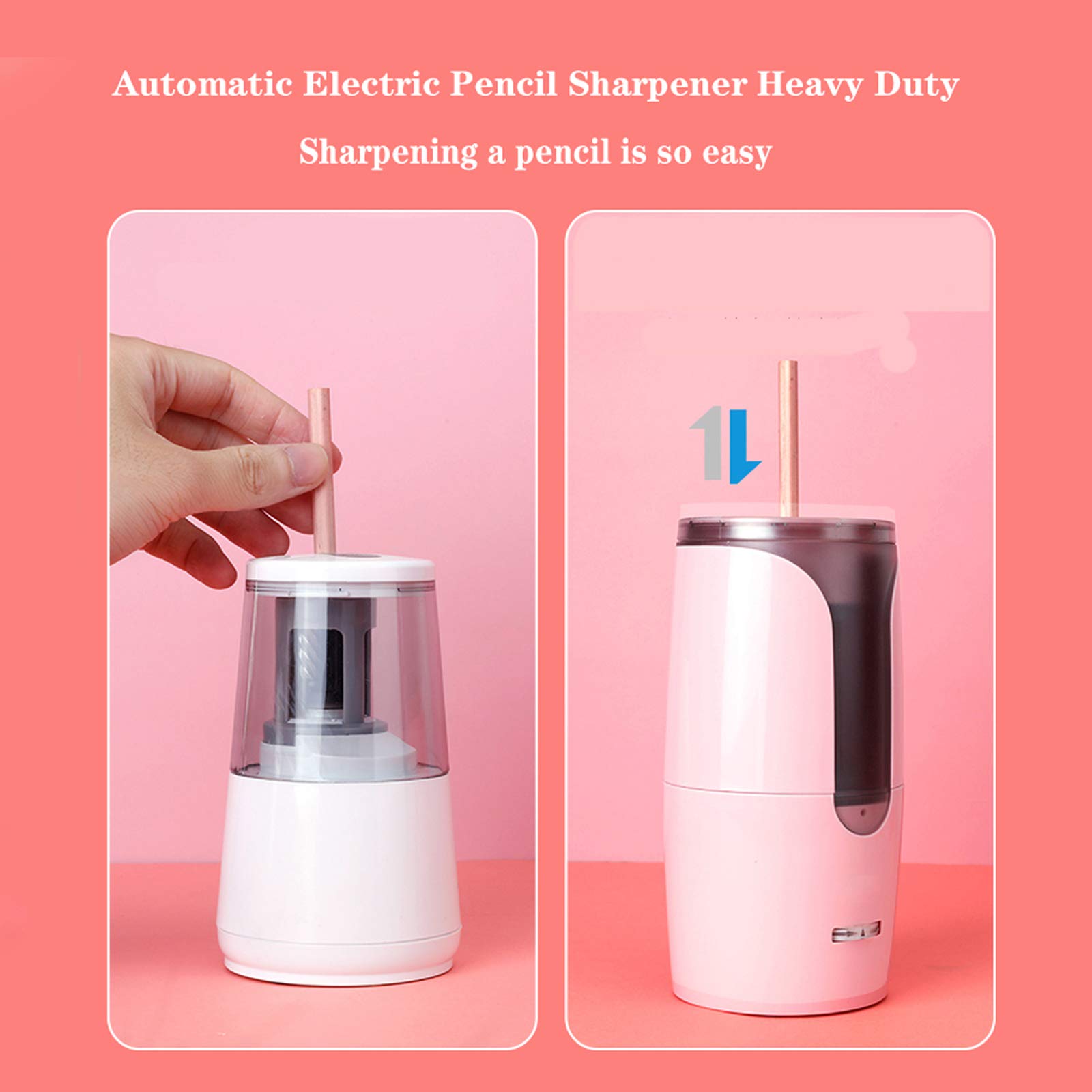 Temperamatite elettrico, completamente automatico, ricaricabile, alimentato a batteria, ripristino automatico, avvio sicuro per studenti, ideale per materiale scolastico e ufficio
