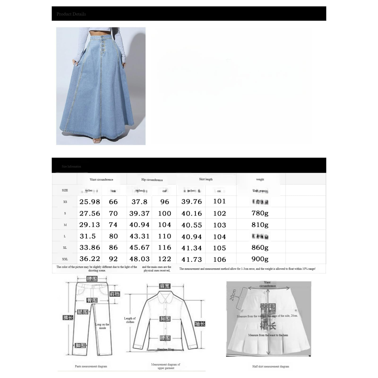 Rock Einreihiger Jeansrock Für Damen – Schicker, Ausgestellter Midirock In A-Linie (frühling Sommer)-hellblau-l