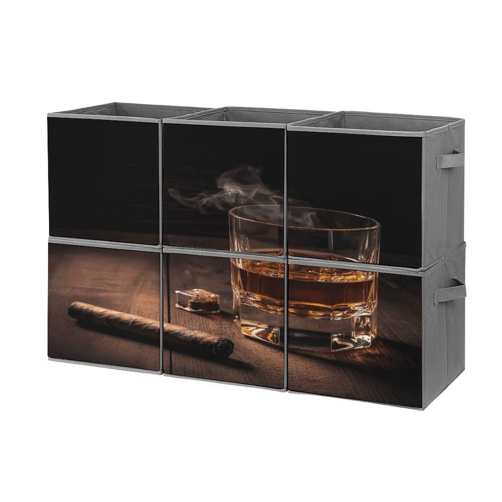 FodPand Cigar & Whiskey Storage Bins Cubes Fabric Cube Organizer Foldable Storage Boxes Large Storage Baskets Oxford Cloth Cube Bins for Home Clothes Closet Organizers 6 Pack