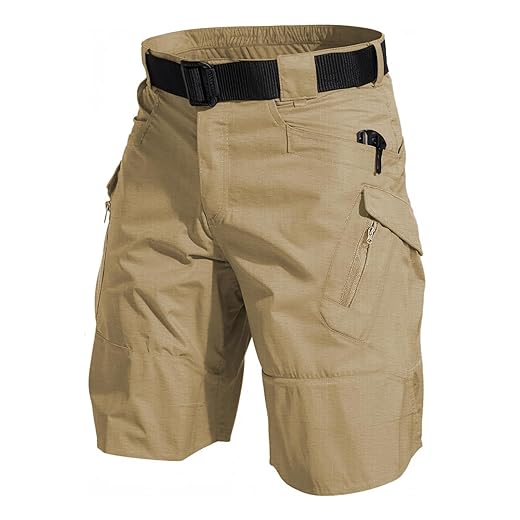 Bermuda cargo tática masculina, durável, de secagem rápida e leve para caminhadas e atividades ao ar livre (sem cinto)