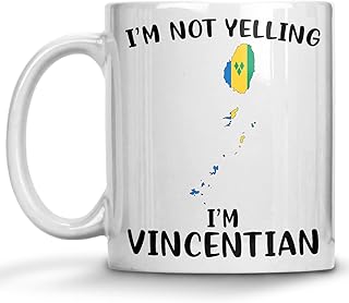 Funny Saint Vincent and the Grenadines Pride Coffee Mugs, I'm Not Yelling I'm Vincentian Mug, Gift Idea for Vincentian Men and Women Featuring the Country Map and Flag, Proud Patriot Souvenirs Gifts