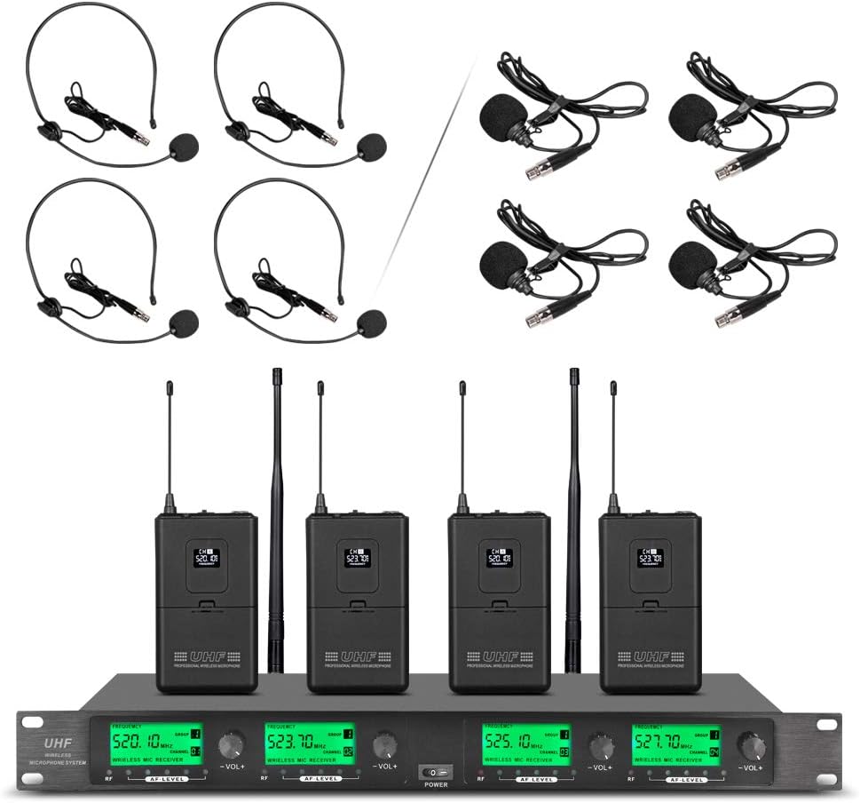 Tbaxo Wireless Microphone System UHF 8 Channel 8 Lavalier 8